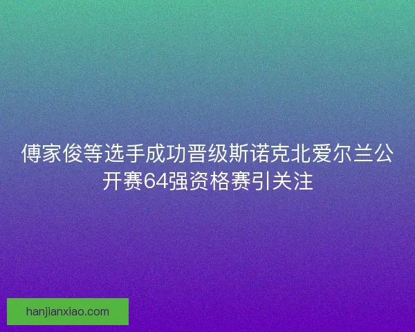 傅家俊等选手成功晋级斯诺克北爱尔兰公开赛64强资格赛引关注 傅家俊等选手成功晋级斯诺克北爱尔兰公开赛64强资格赛引关注