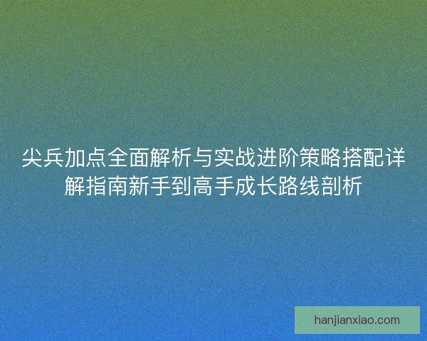 尖兵加点全面解析与实战进阶策略搭配详解指南新手到高手成长路线剖析